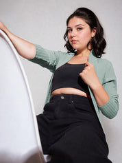 Kotty Shawl Collar Long Sleeves Longline Open Front Shrug