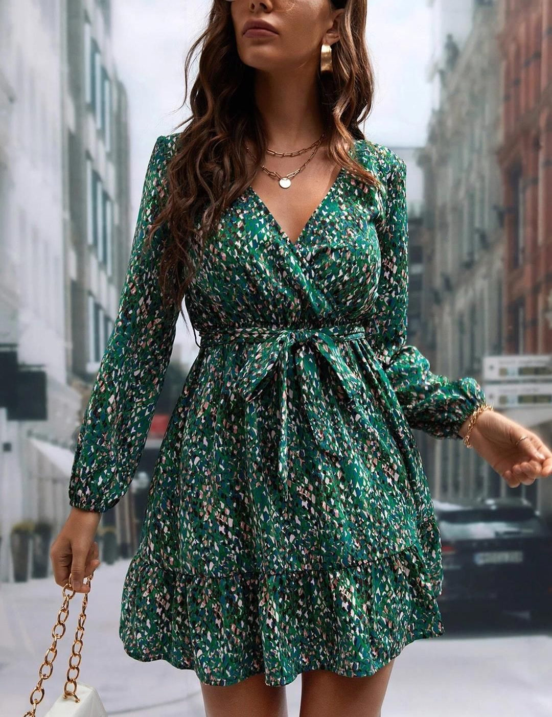 Kotty Animal Print Puff Sleeve Crepe Fit & Flare Dress