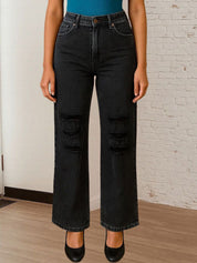 Kotty Women Relaxed Fit High-Rise Mildly Distressed Stretchable Jeans