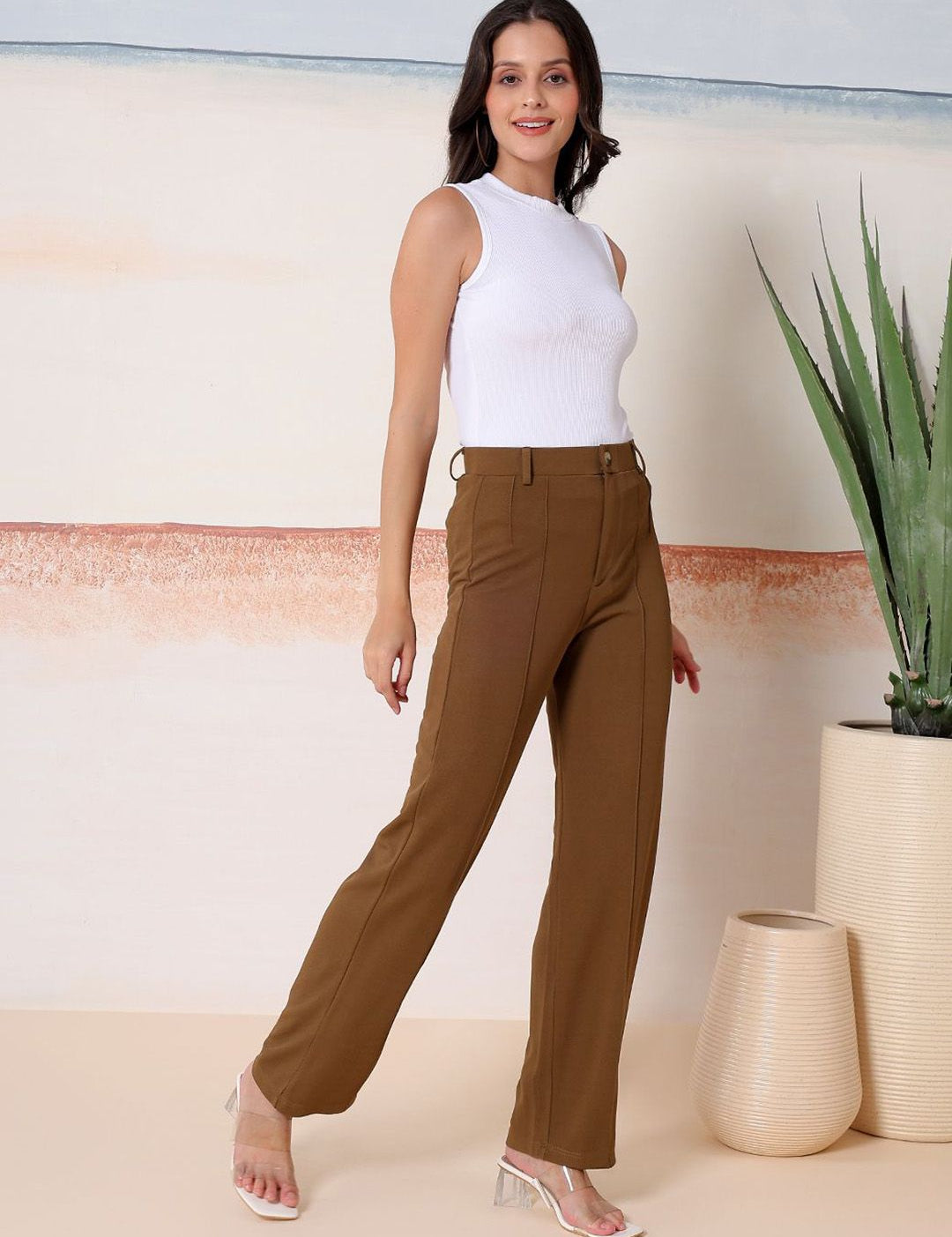 Kotty Relaxed-Fit Round Neck Crop-Top With Trousers Co-Ords


