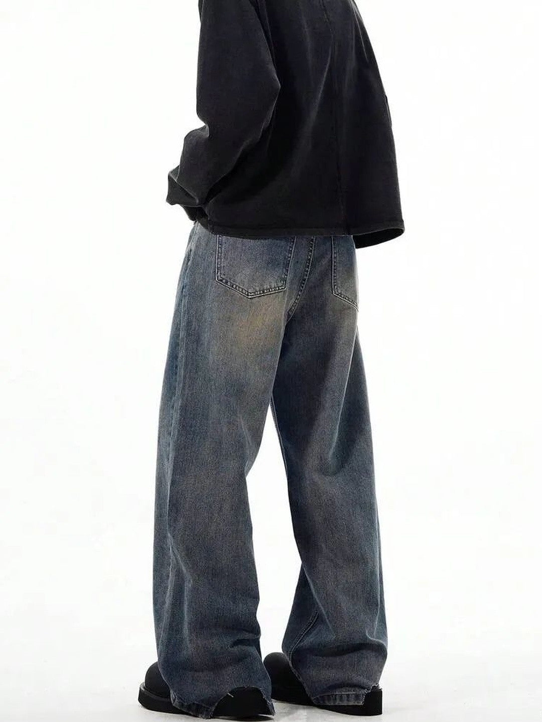 Kotty Men Wide Leg Mid-Rise Light Fade Stretchable Jeans