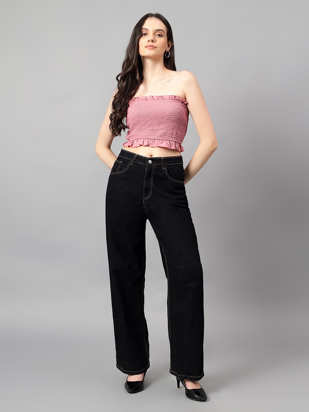 Kotty Women Straight Fit High-Rise Cotton Stretchable Jeans