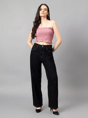 Kotty Women Straight Fit High-Rise Cotton Stretchable Jeans