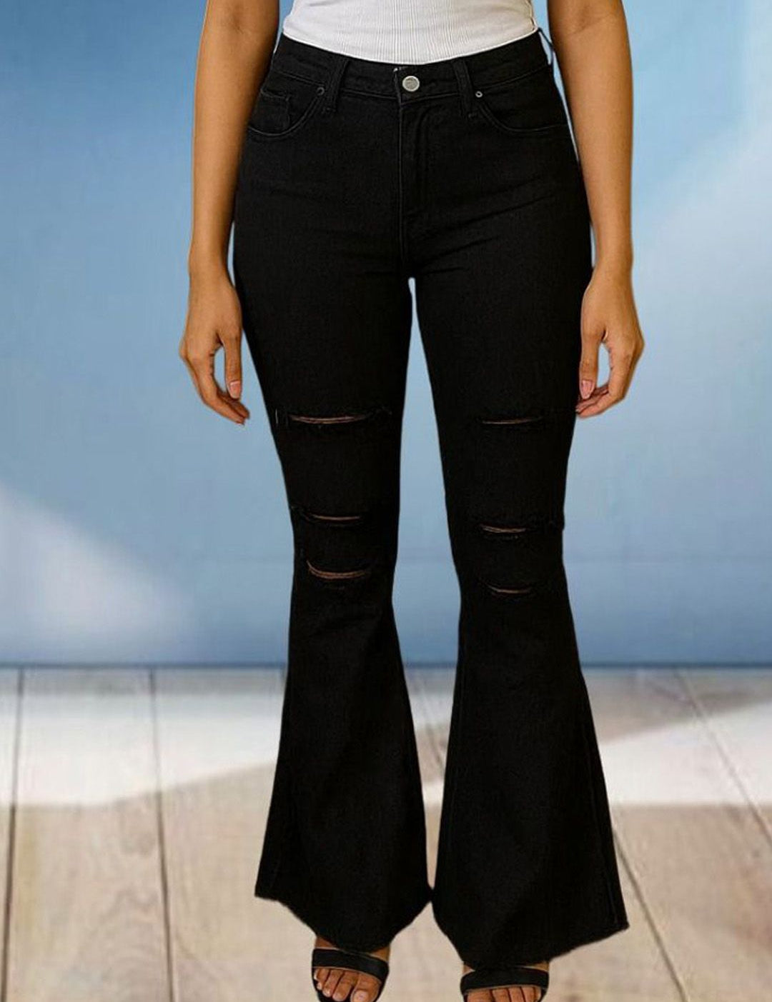 Kotty Women Bootcut High-Rise Mildly Distressed Stretchable Jeans