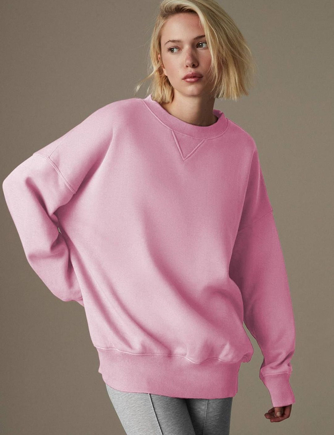 Kotty Women Round Neck Oversized Therma Fit Sweatshirt