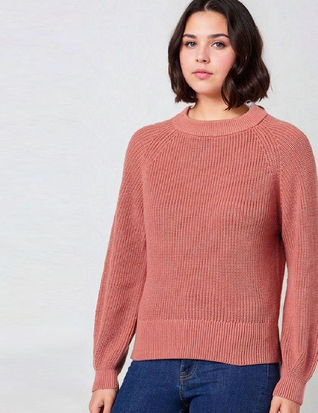 Kotty Women Cotton Round Neck Long Sleeves Cable Knit Pullover  Sweaters