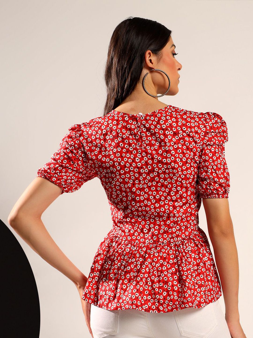 Kotty Women Floral Print Puff Sleeve Top