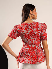 Kotty Women Floral Print Puff Sleeve Top