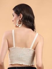 Kotty Embellished Print Cotton Crop Top