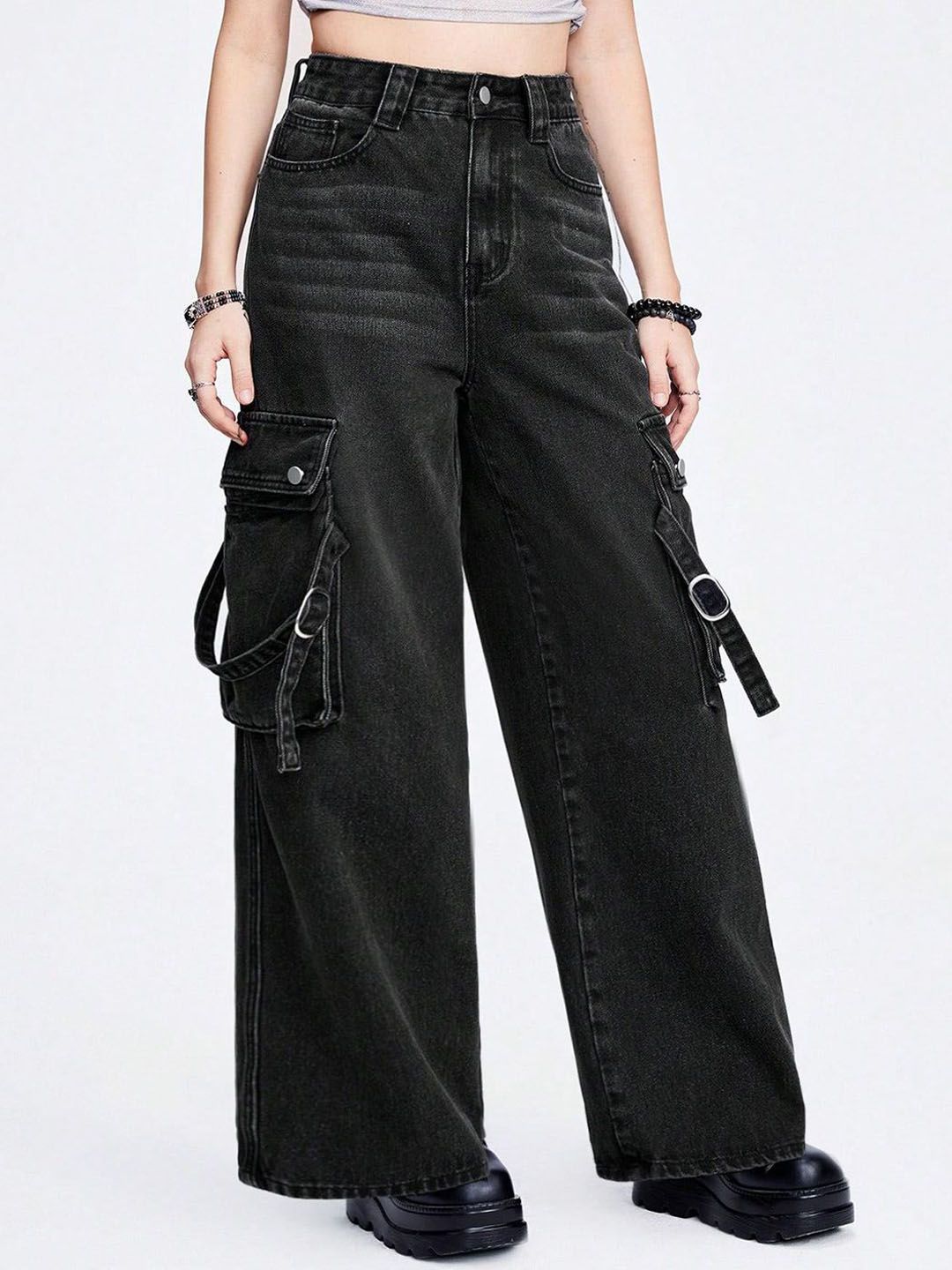 Kotty Women Jean Wide Leg High-Rise Stretchable Jeans