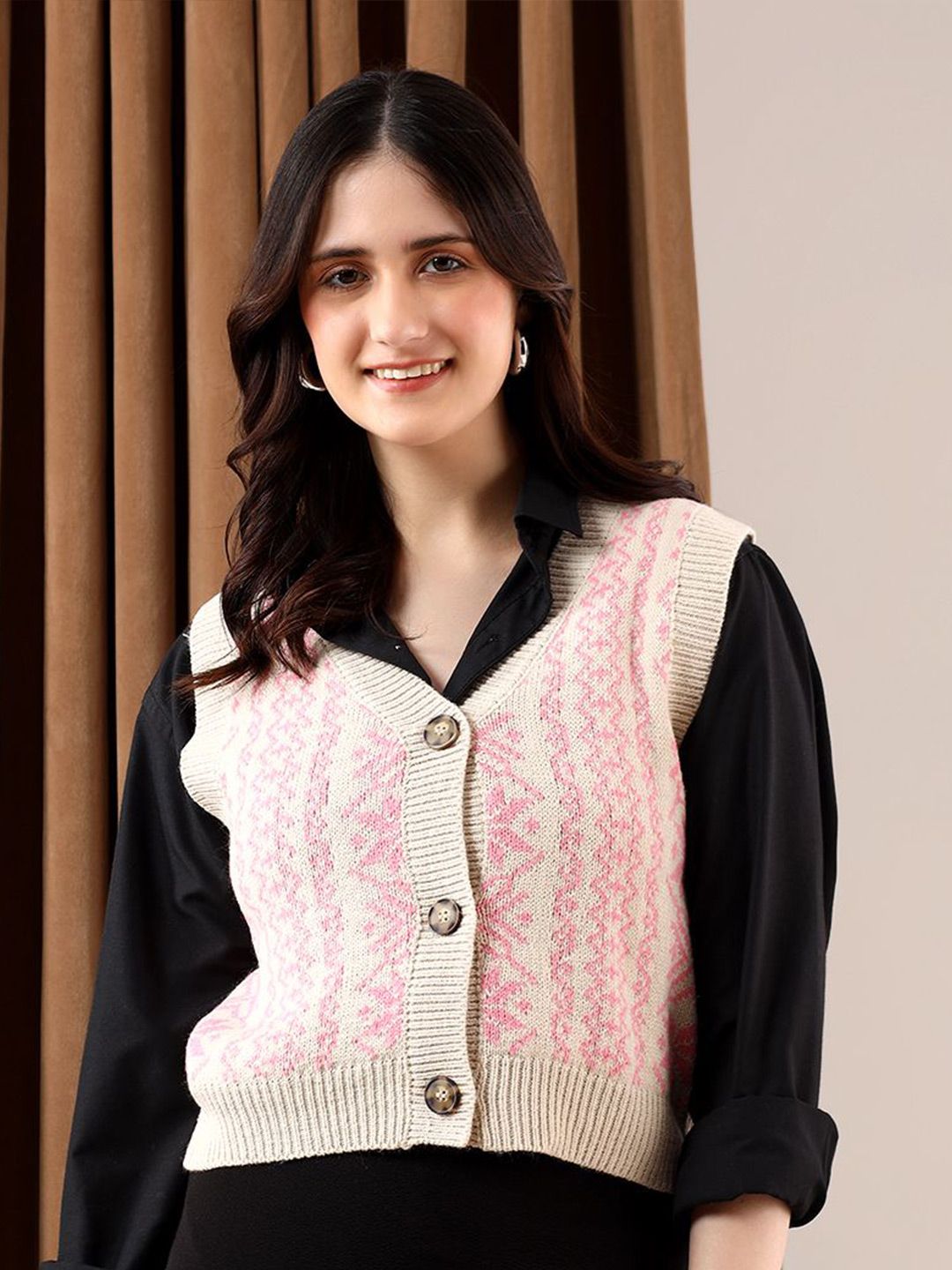 Kotty Women Printed Crop Cardigan