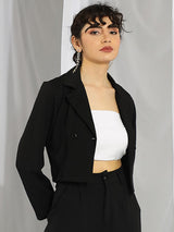 KOTTY Basics Women Double Breasted Crop Blazer