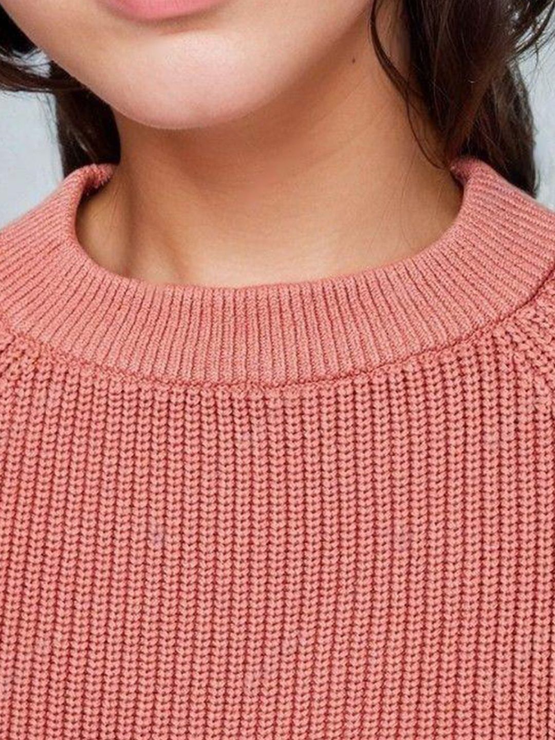 Kotty Women Cotton Round Neck Long Sleeves Cable Knit Pullover  Sweaters