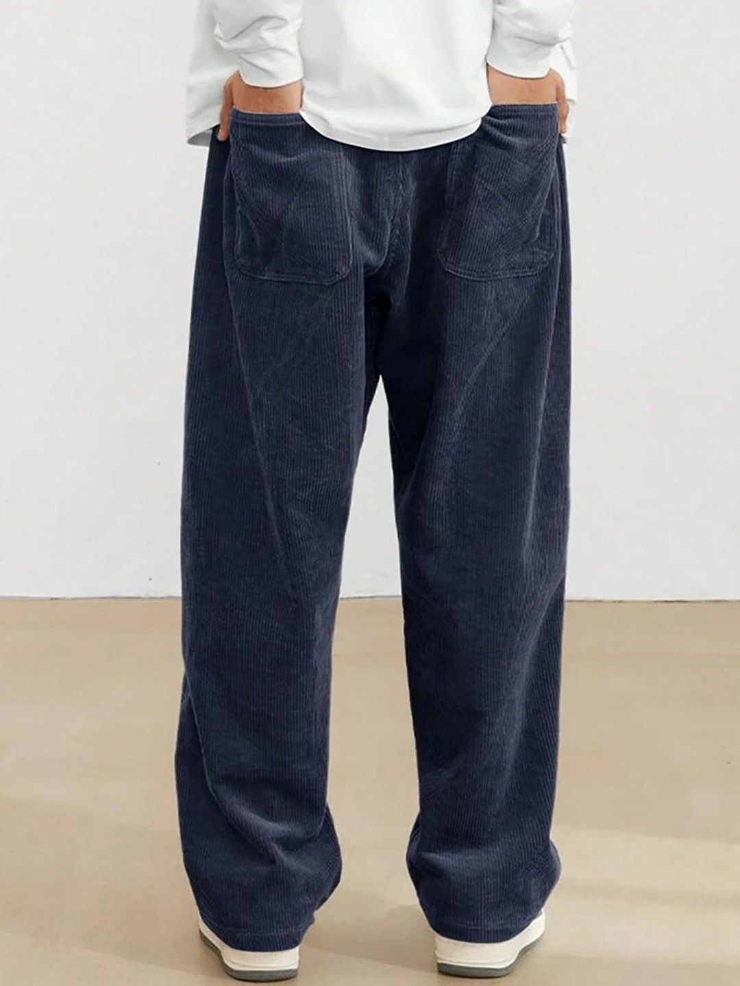 Kotty Men Relaxed Loose Fit High-Rise Corduroy Trousers