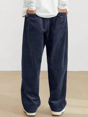 Kotty Men Relaxed Loose Fit High-Rise Corduroy Trousers