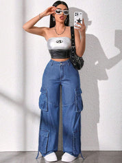 Kotty Women Jean Wide Leg High-Rise Light Fade Stretchable Jeans