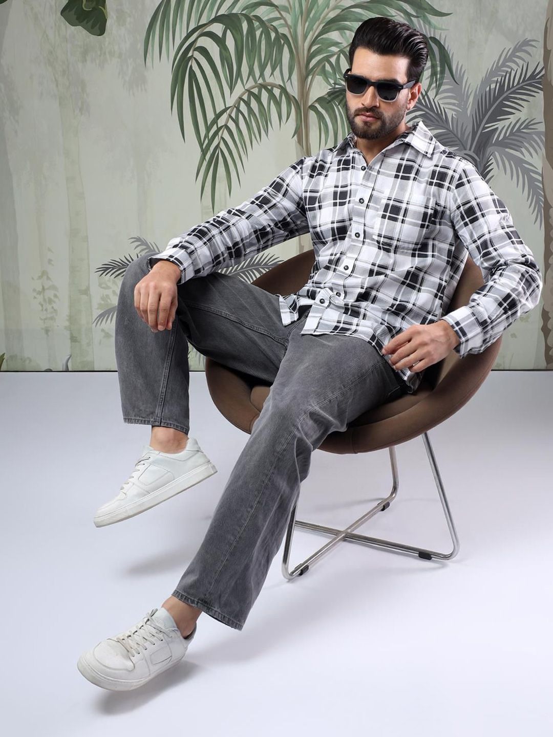 Kotty Men Tartan Checks Opaque Checked Casual Shirt