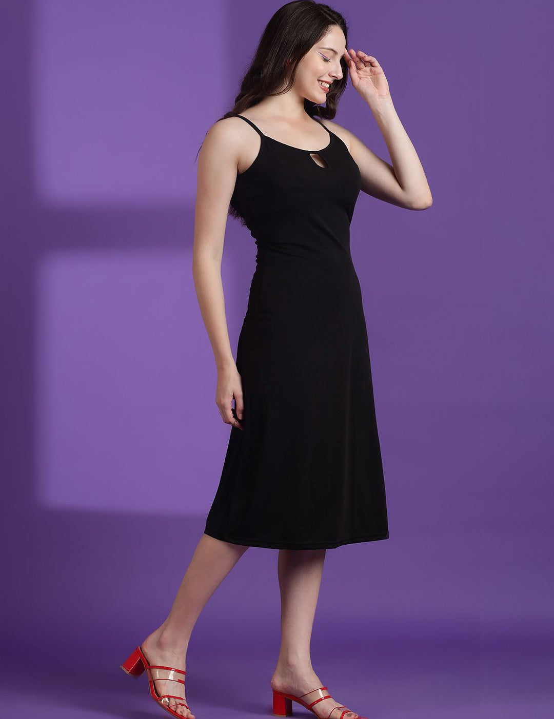 Kotty Women Solid Sleeveless A-Line Dress