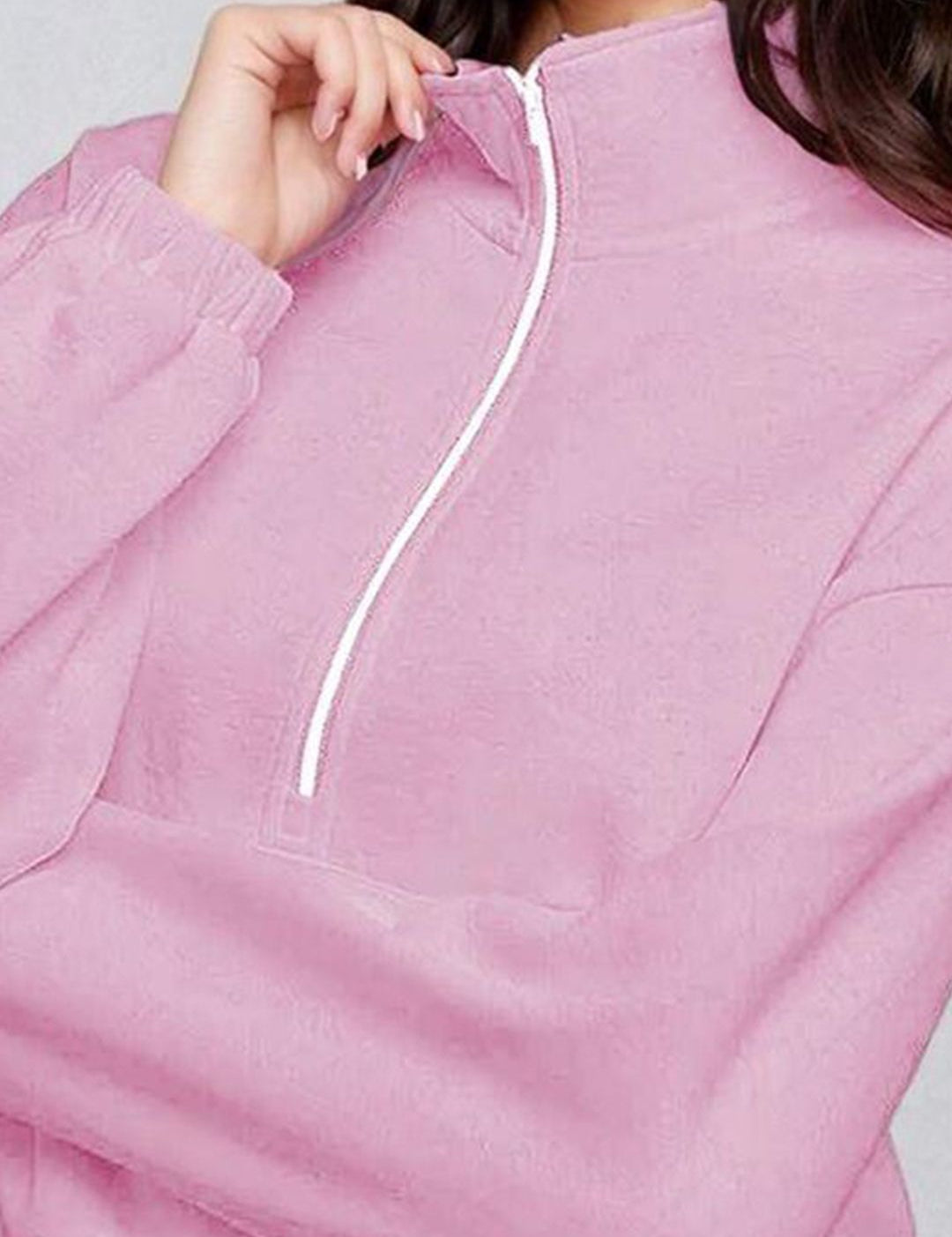Kotty Women High Neck Full Sleeve Half Zipper Sweatshirt
