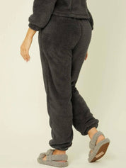 Kotty Women Faux Fur High-Rise Joggers Fit Trousers