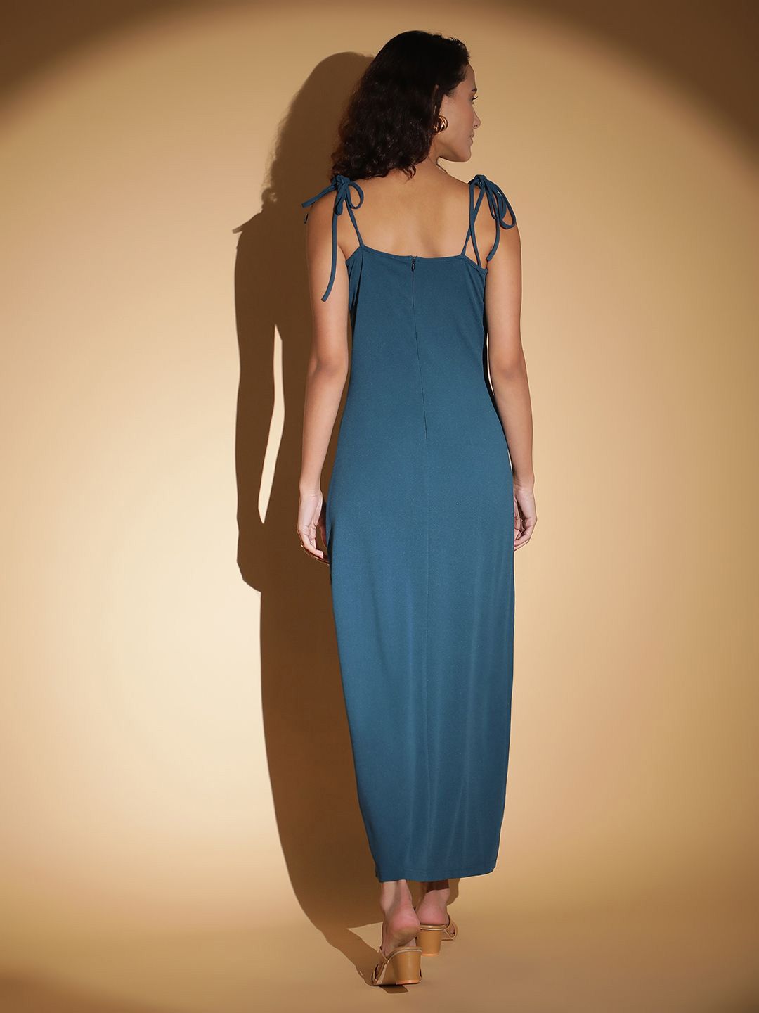 Kotty Women Solid Shoulder Straps A-Line Maxi Dress