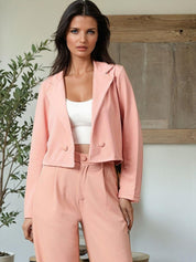 Kotty Lapel Collar Long Sleeves Coat With Trouser 