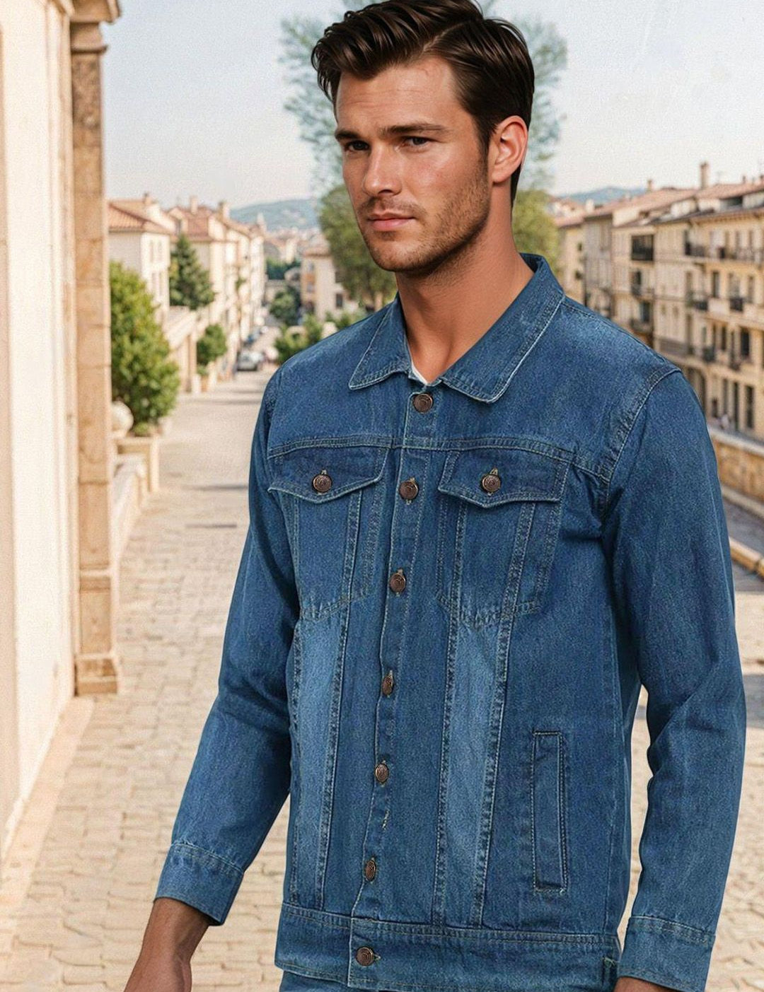 Kotty Men Solid Denim Jacket