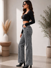 Kotty Women Jean High-Rise Mildly Distressed Light Fade Stretchable Jeans