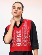 Kotty Women Printed Crop Sweater Vest