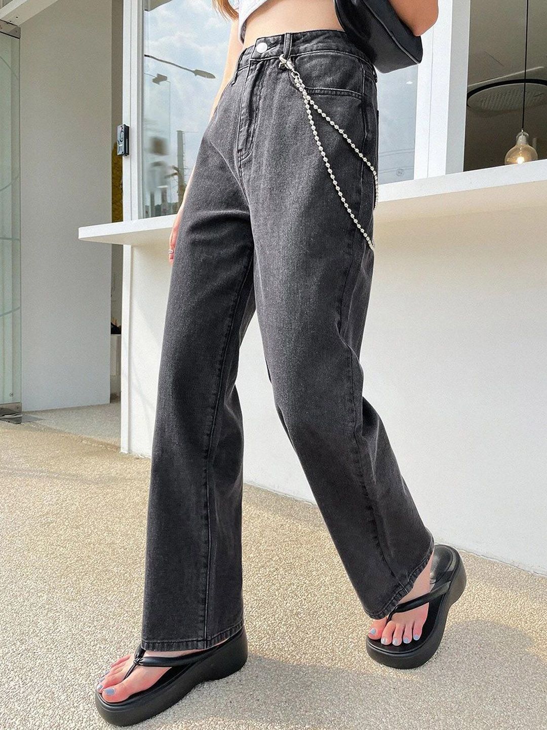 Kotty Women Cotton Straight Fit High-Rise Stretchable Jeans