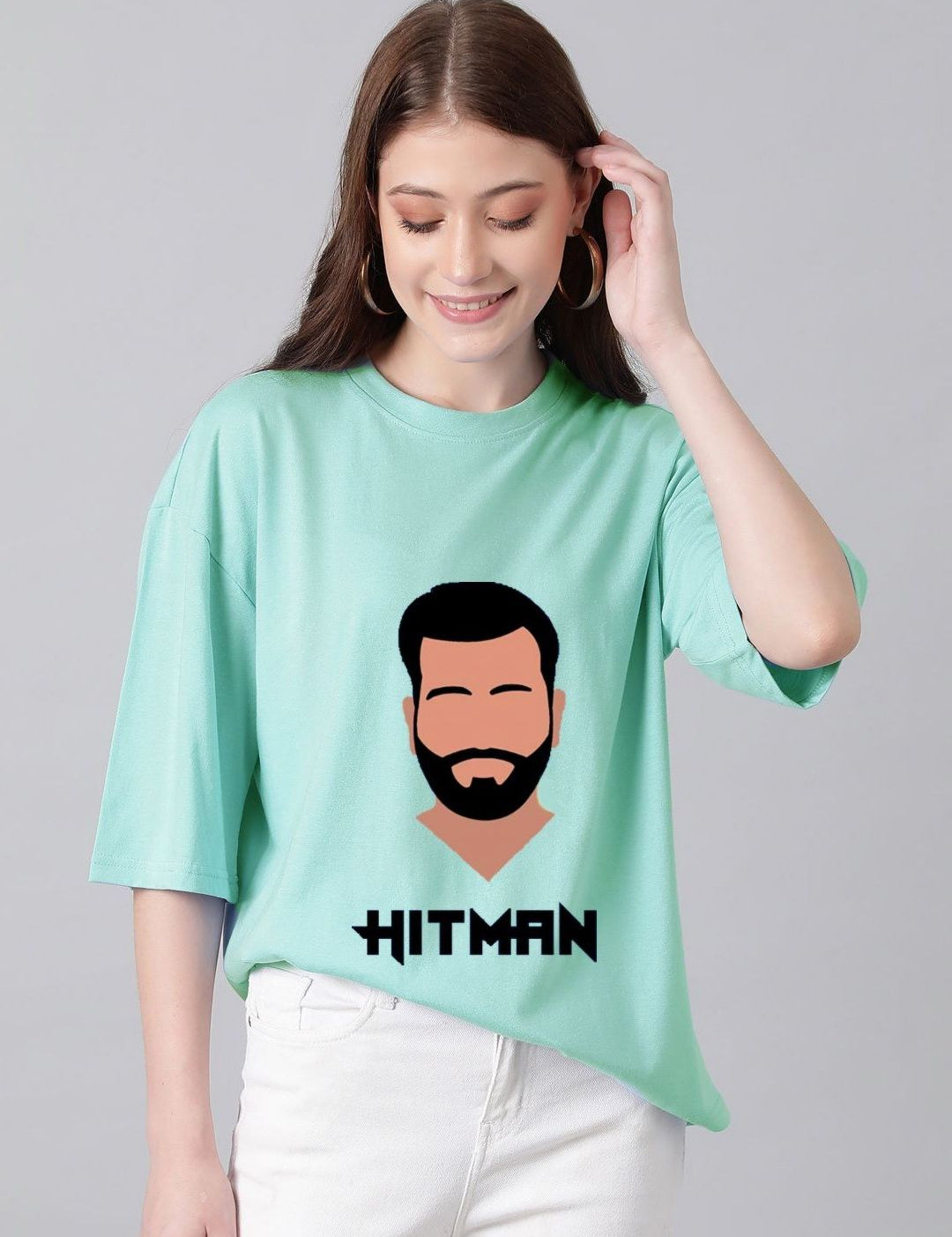 Kotty Women Graphic Printed Round Neck Cotton Oversized T-shirt