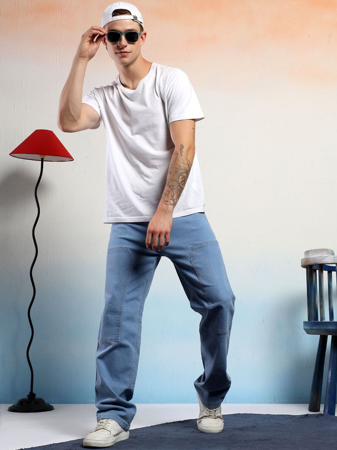 Kotty Men Low-Rise Wrinkle Free Pleated Cargos Trousers