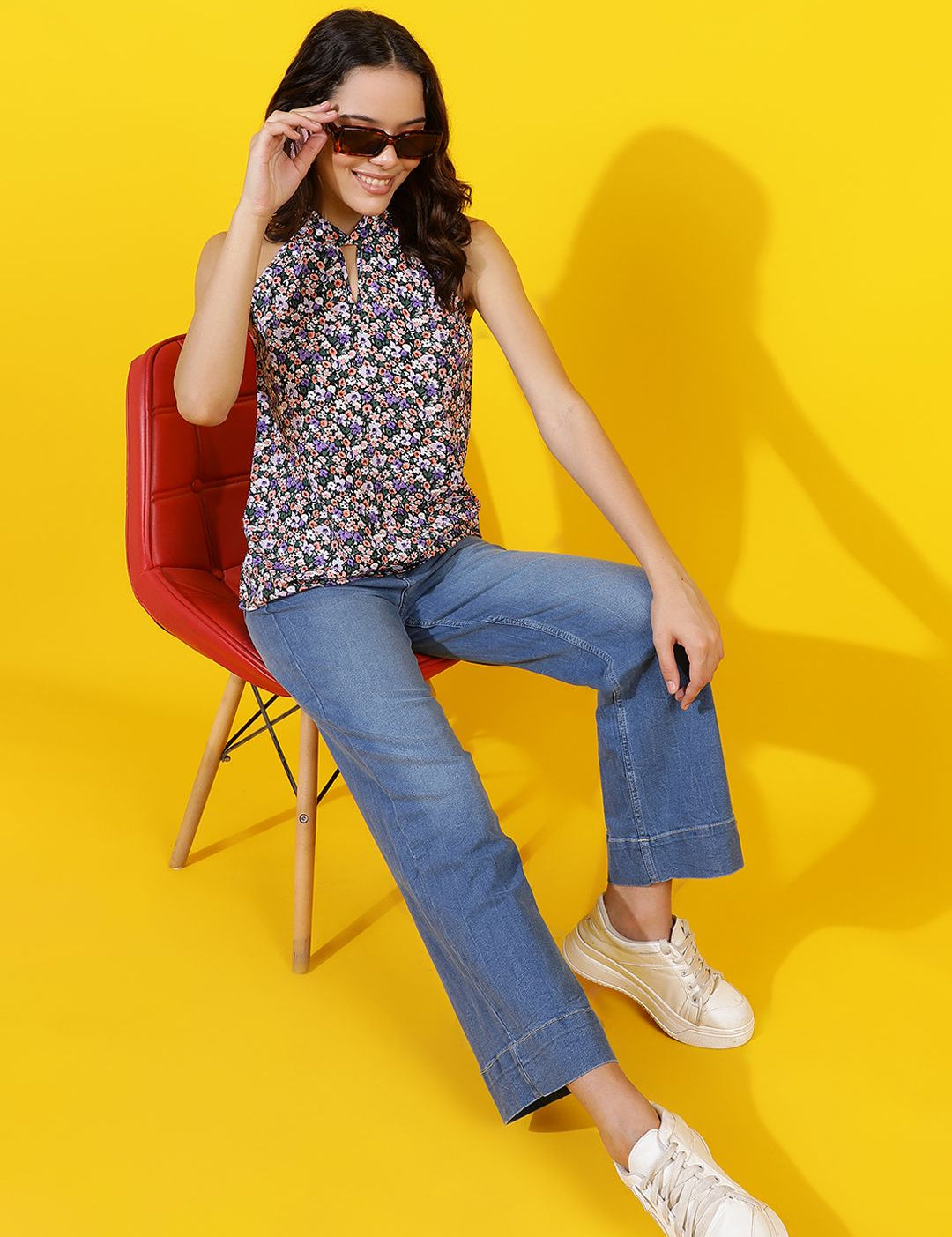 Kotty Floral Print Halter Neck Top