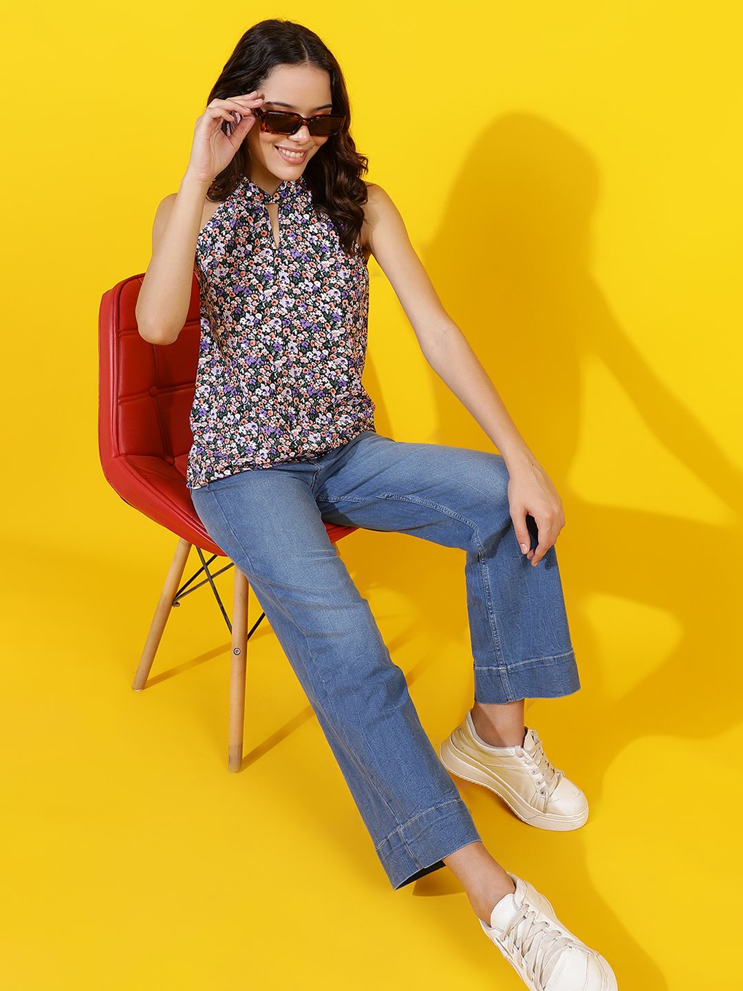 Kotty Floral Print Halter Neck Top