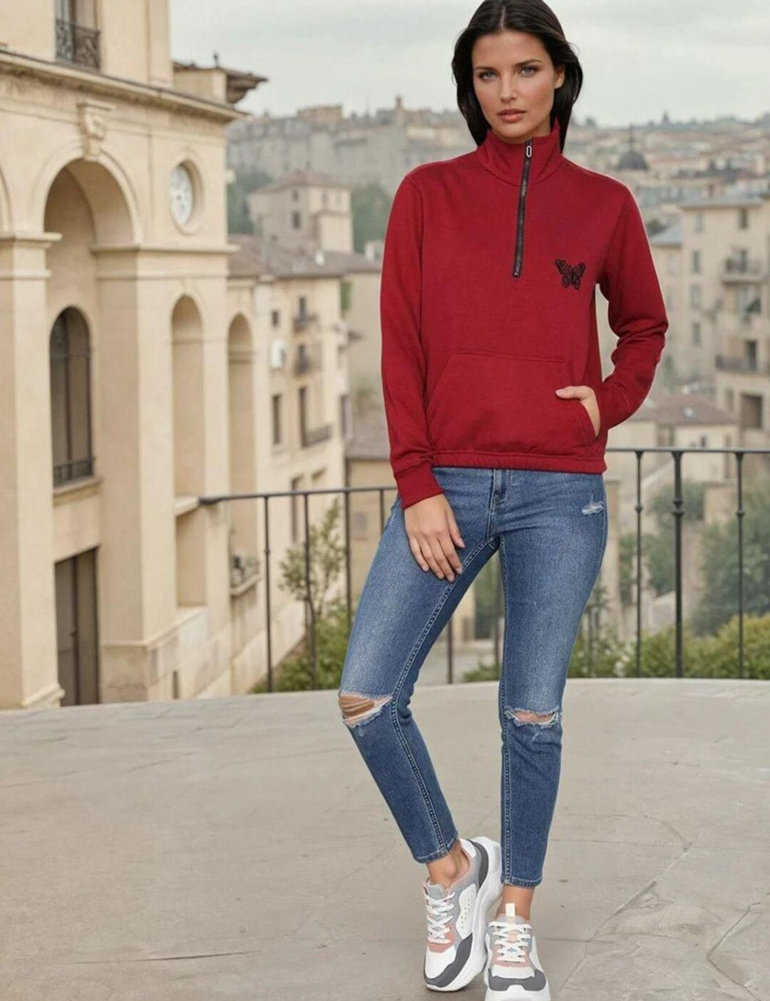 Kotty Women Mock Collar Sweatshirt