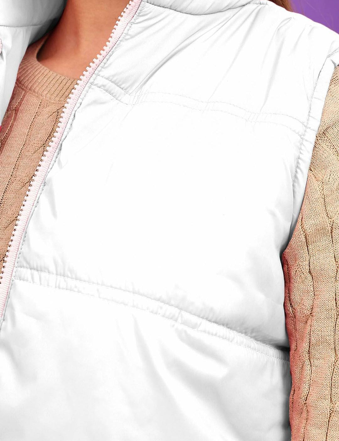 Kotty Women Stand Collar Solid Lightweight Gilet Jacket