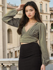 Kotty  Women Gathered Embellished  Crop Top