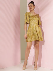 Kotty Women Print Flared Sleeve Fit & Flare Mini Dress