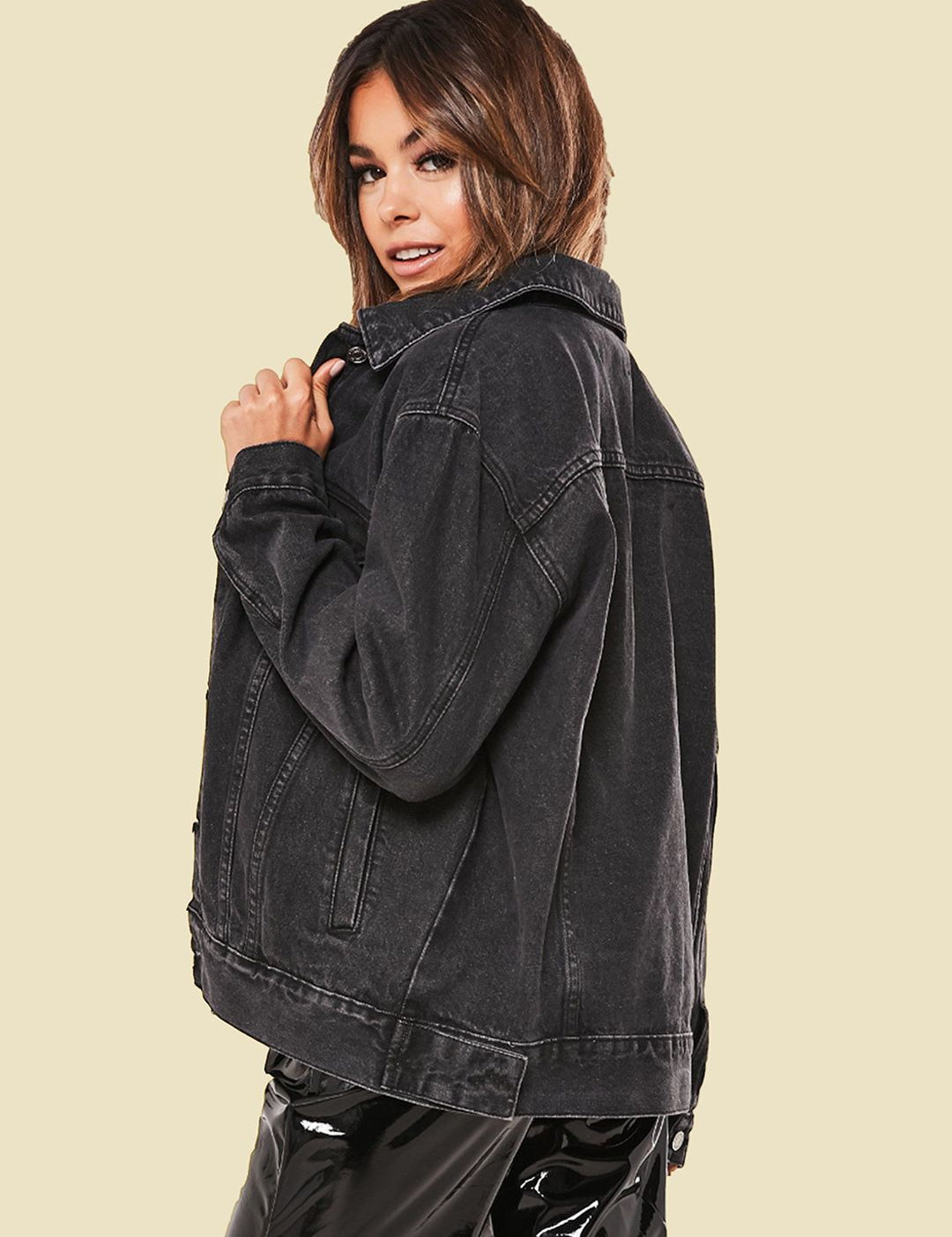 Kotty Women Spread Collar Washed Cotton Casual Denim Jacket