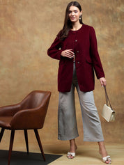 Kotty Band Collar Long Sleeves Overcoat