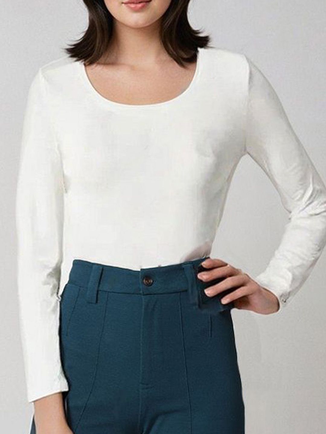 Kotty White and Teal Blue Long Sleeves T-Shirt with Trouser