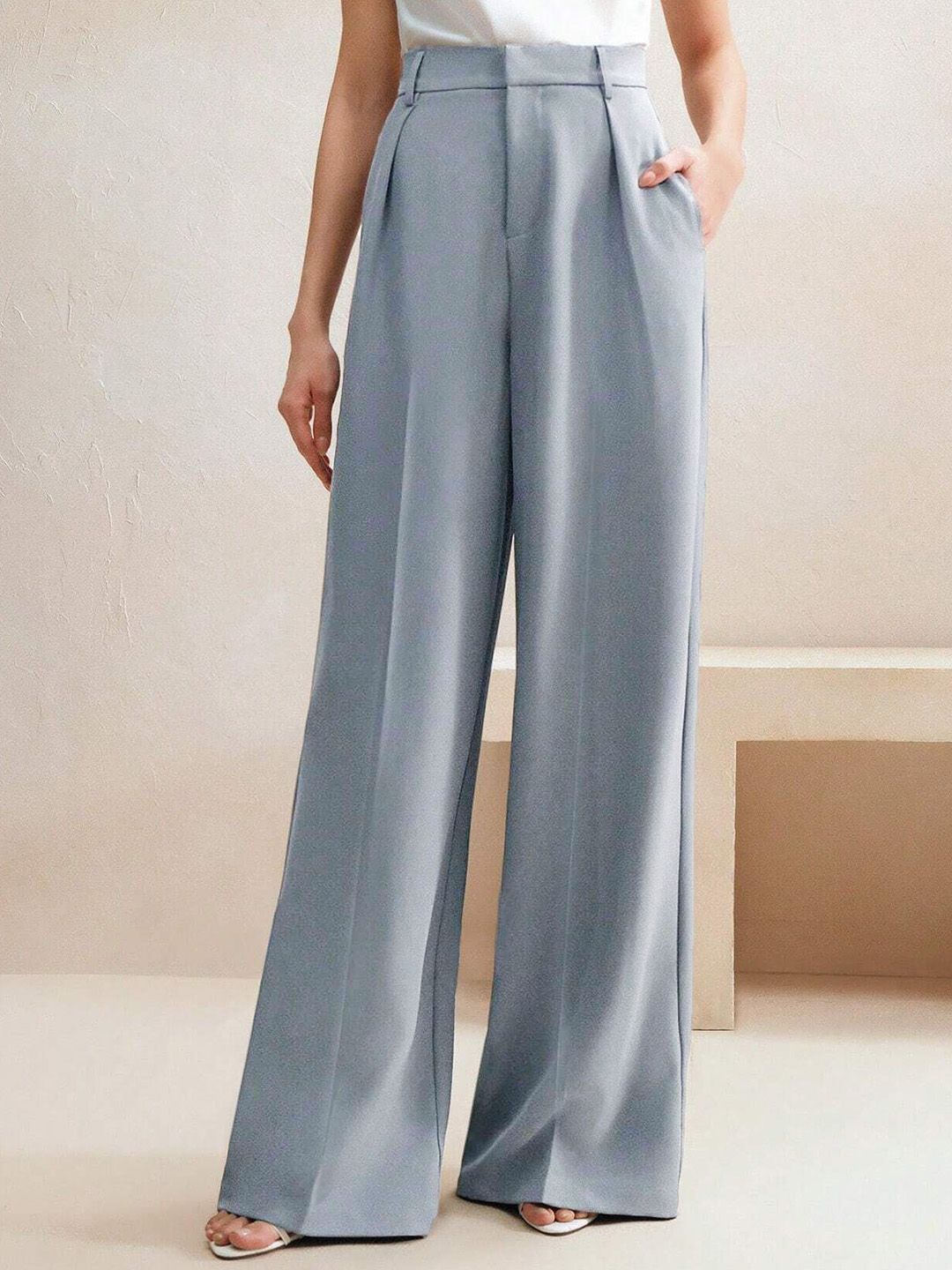 Kotty Women Wide Leg High-Rise Easy Wash Pleated Trousers