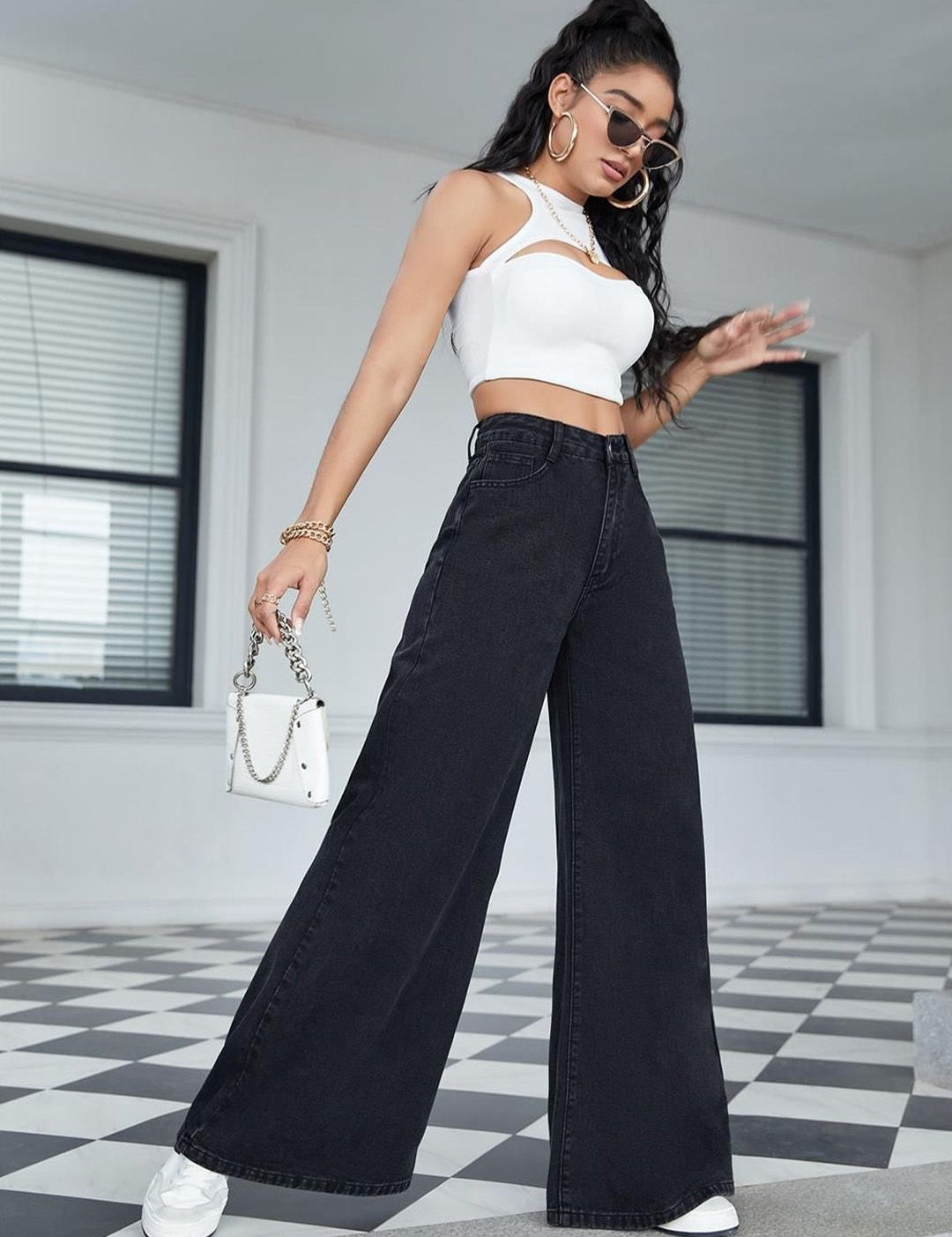 Kotty Women Jean Flared High-Rise Stretchable Jeans