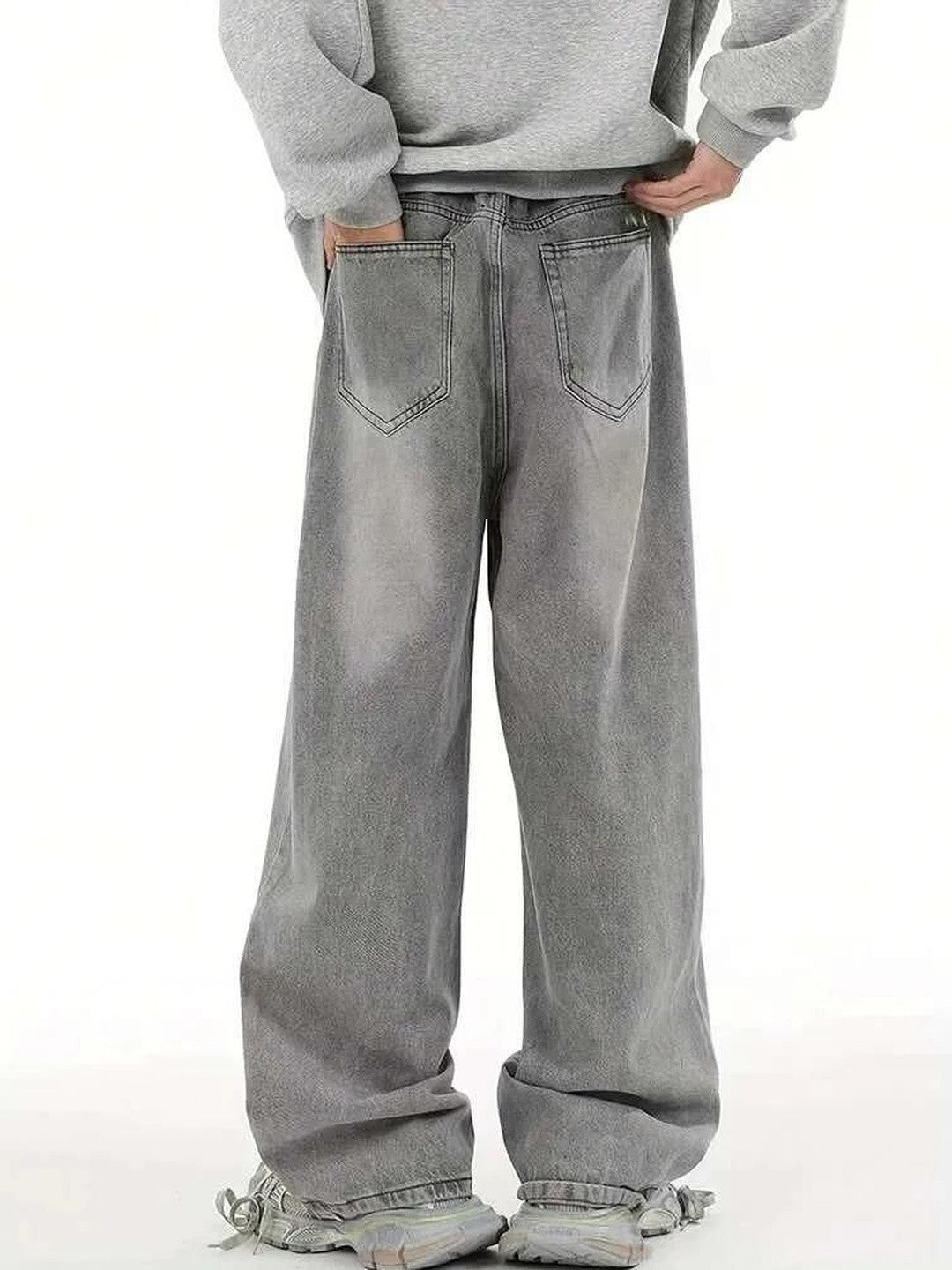 Kotty Men Wide Leg Low Rise Light Fade Stretchable Jeans