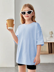 Kotty Girls Graphic Printed Round Neck Cotton Oversized T-shirt