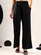 Kotty Women Relaxed High-Rise Wide-Leg Easy Wash Formal Trousers