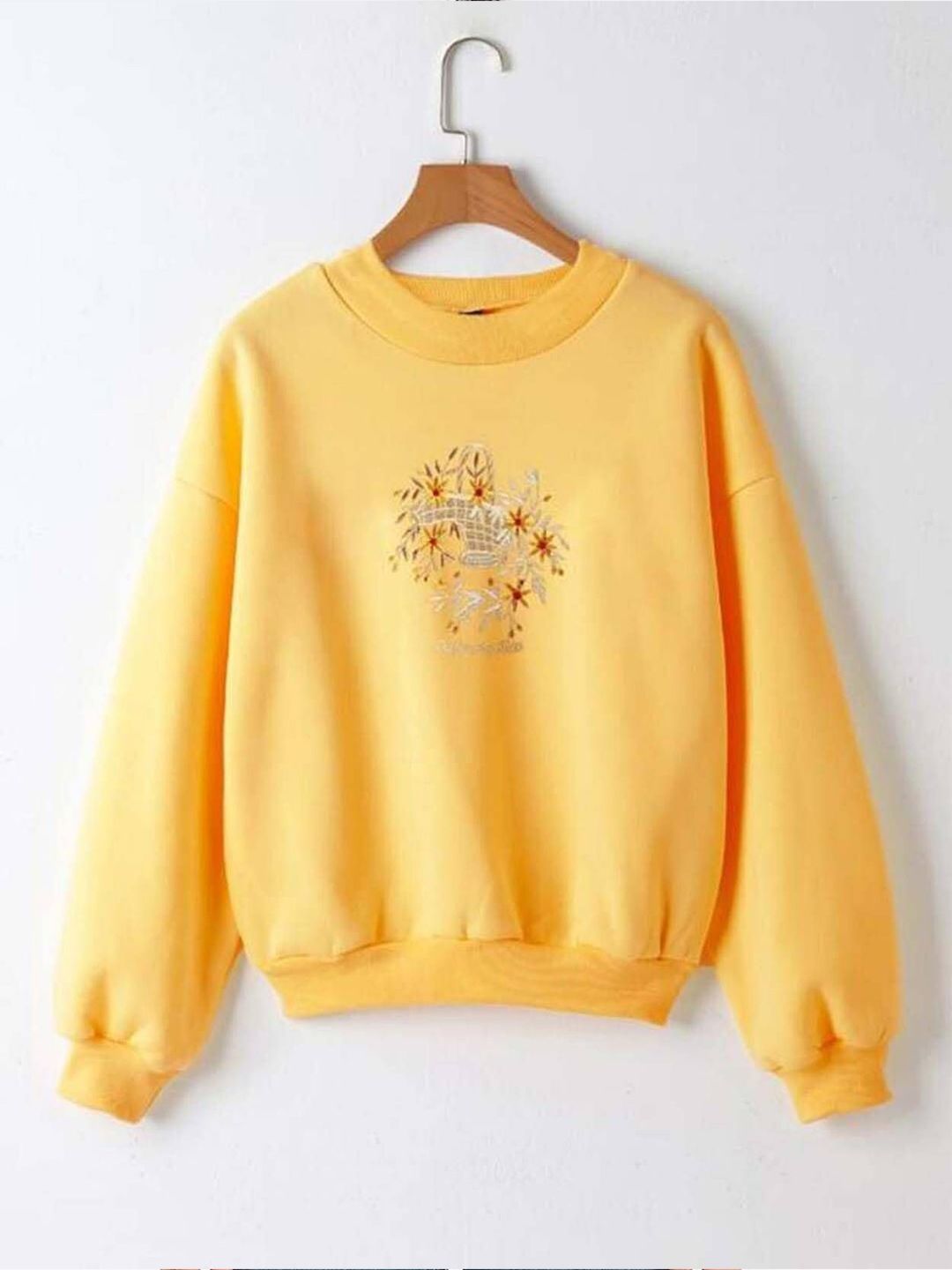 Kotty Women Floral Embroidered Full Sleeve Sweatshirt