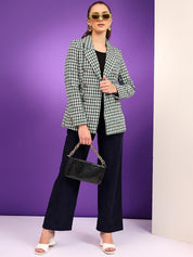Kotty Notched Lapel Collar Checked Single Breasted Blazer