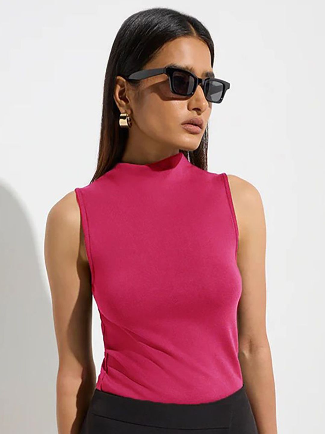 Kotty Women Solid High Neck Top