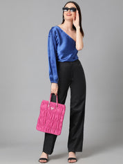 Kotty Women One Shoulder Bishop Sleeves Satin Top